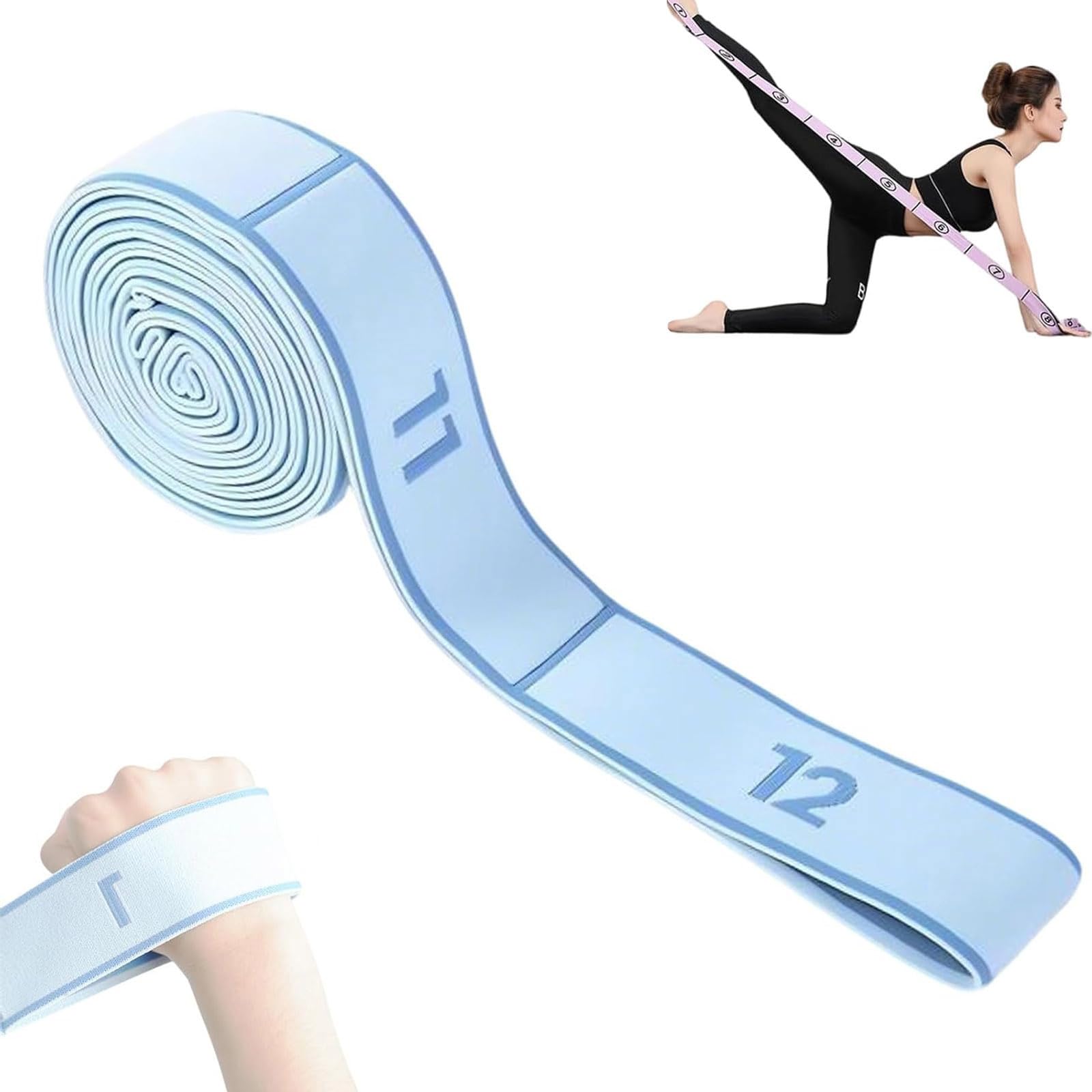 Numbered Resistance Band, Fitness Resistance Band for Stretching and Yoga, Easy Use Elastic Training Band with Clear Number Markings for Home Workouts and Flexibility (Blue, 140cm)