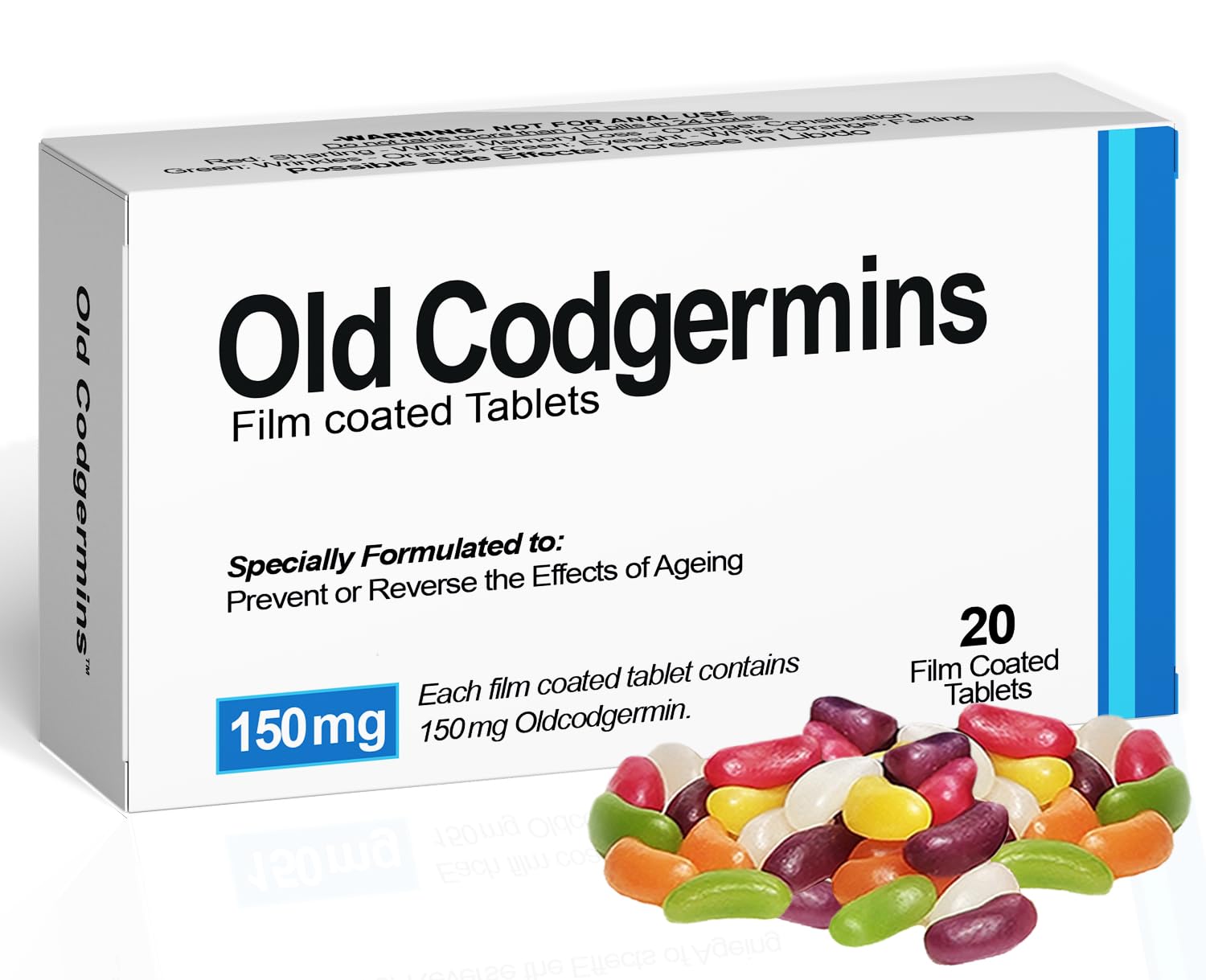 Joke Prescription Pill Box with Jelly Beans - Funny Xmas Gift Secret Santa Birthday Gift for Men and Women, Gran, Grandma Grandpa and Grandad, Retirement, OAP Over The Hill - Get Well Soon