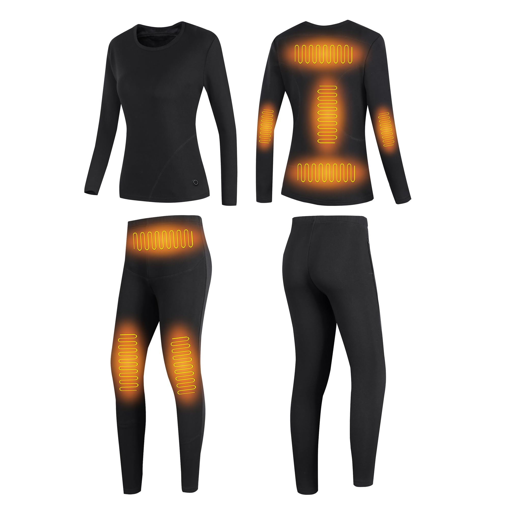 Mujeres Ropa Interior Térmica Calentada, Conjunto De Capa Base Térmica De Calefacción con Camiseta Y Pantalones para La Vida Diaria