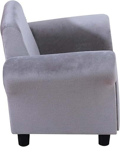 Miniatura 6 de Getifun Sillón individual tapizado para niños, pequeño sofá para tollder con marco de madera y terciopelo (gris)