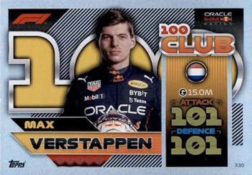 2022 Topps Turbo Attax F1 Racing #330 Max Verstappen Red Bull Racing 100 Club Official Formula 1 Trading Card (Stock Photo shown, card straight from