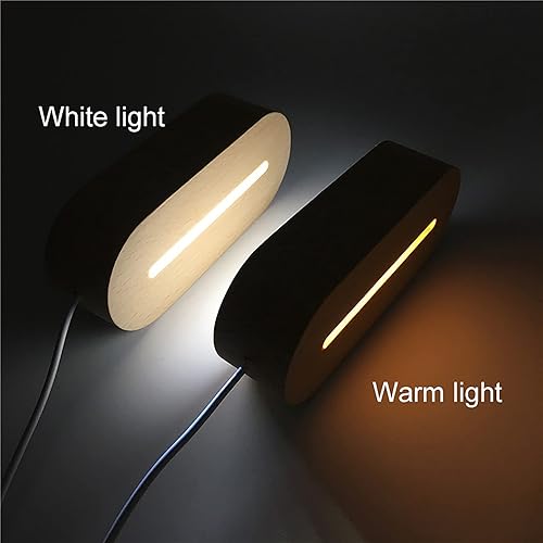 Miniatura 4 de vilihkc Base de exhibición de madera LED para arte de cristal de cristal, soporte de base de exhibición de cristal de luz colorida con 6 LED (color