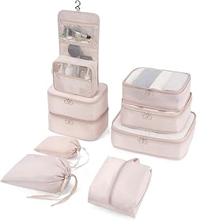 Meowoo Packing Cubes for Carry on Luggage, Travel Cubes 9pcs Travel Organizer Luggage Organizer with Toiletry Bag Large Ca...
