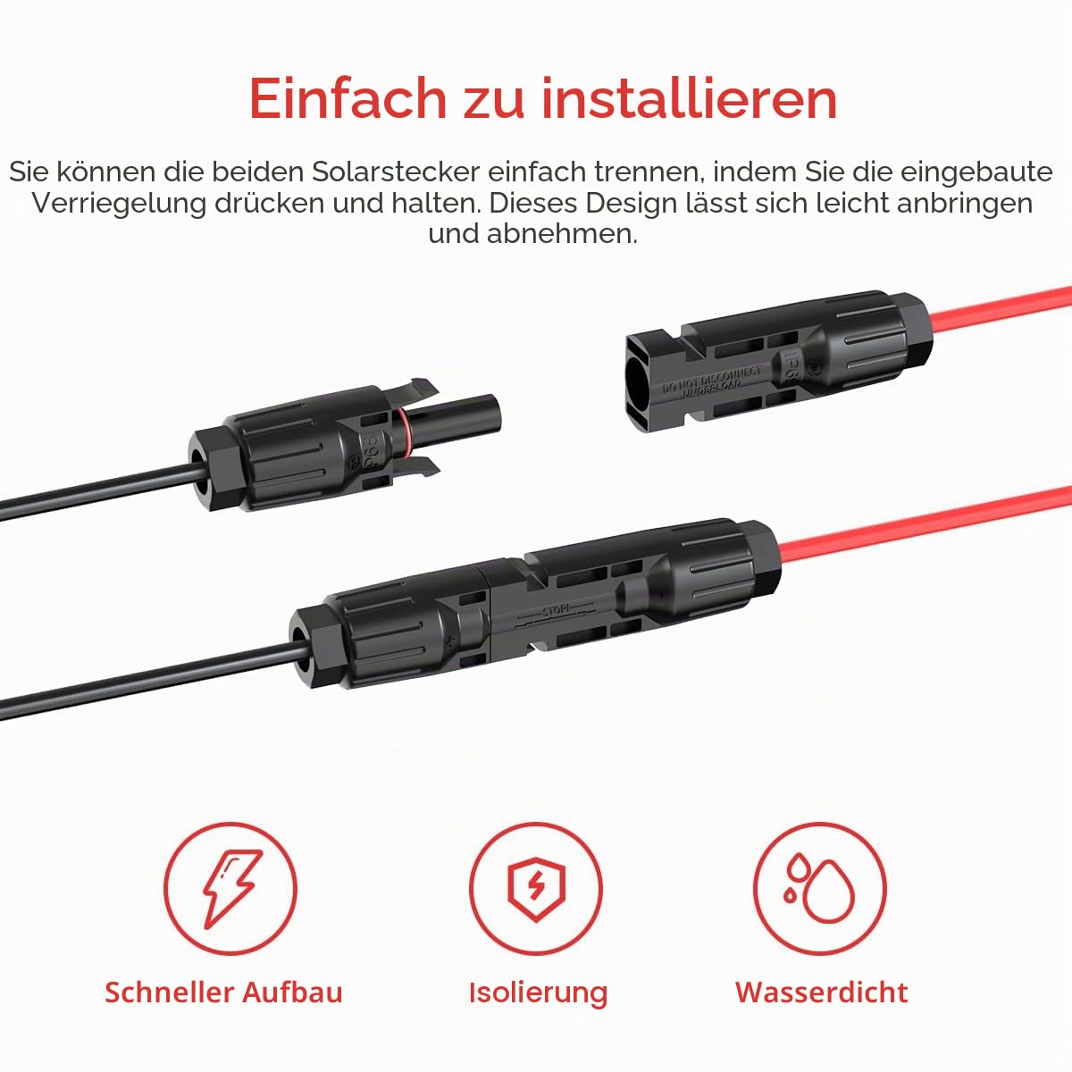 ELFCULB Solar auf Anderson Kabel,10AWG 1,8M Solarstecker auf Andersen Stecker 50A für Solarpanel Solargenerator