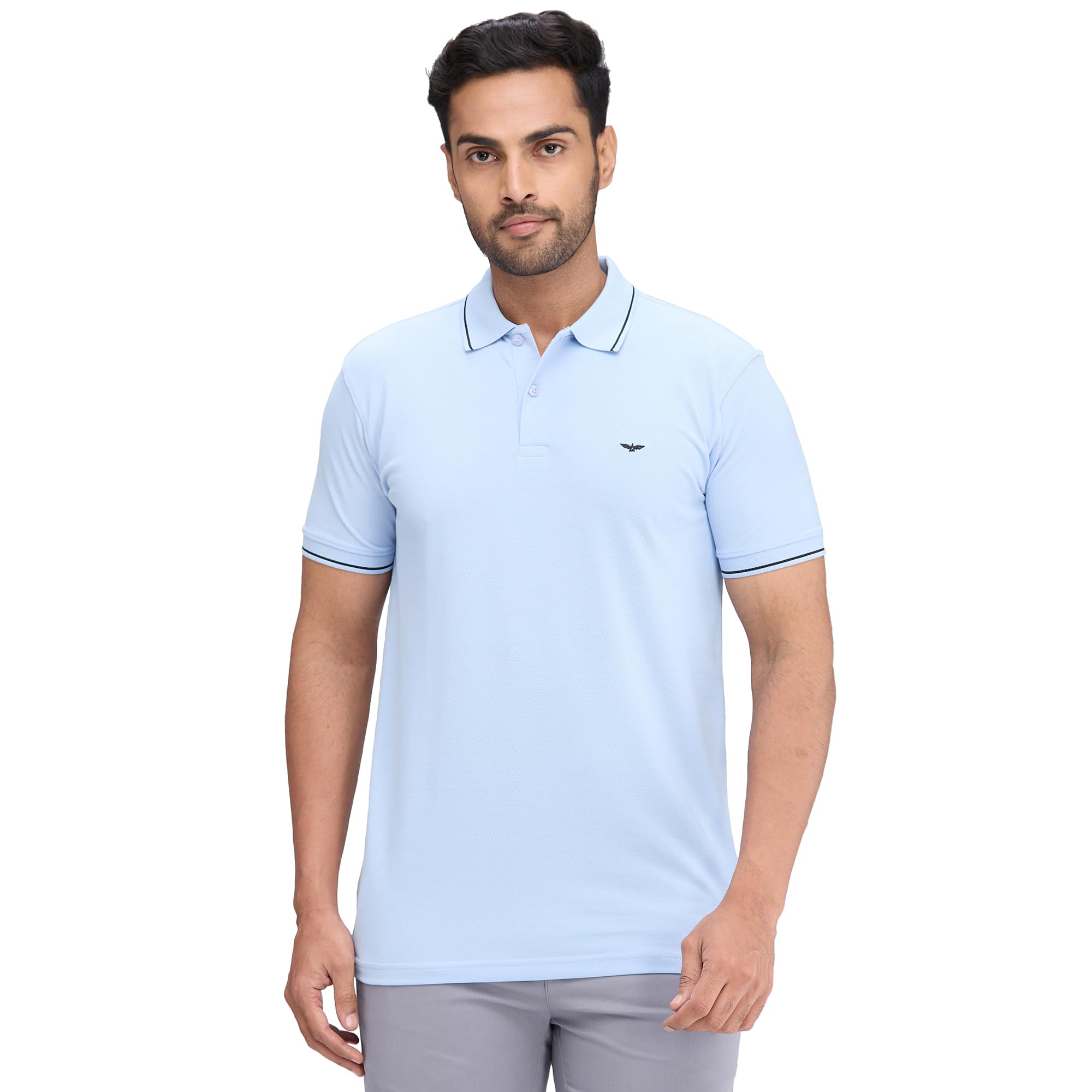 park avenue Men's Slim Fit Solid Pattern Cotton Polyester Blend Polo Neck Half Sleeve Casual T-Shirt-picture-23
