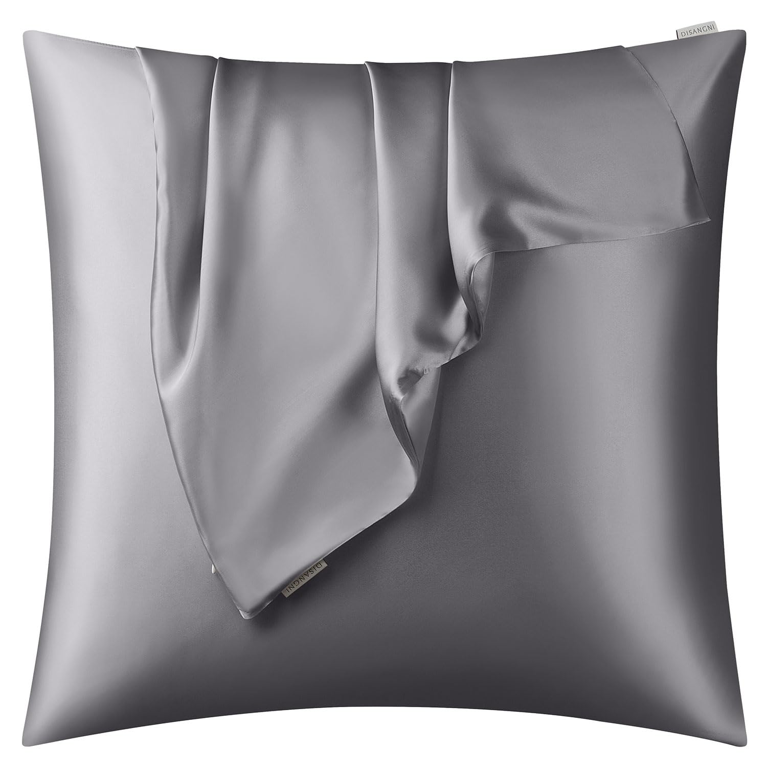 DISANGNI 100% Natural Mulberry Silk Pillow case for Hair and Skin with Hidden Zipper 22 Momme Both Sides Real Silk Pillow Case (1pc 40x40cm, Dark Gray) โ image 1
