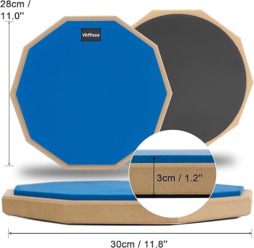 Miniatura 17 de Almohadilla y palos de práctica de 12 pulgadas, almohadilla de tambor para principiantes con baquetas (2 pares) y bolsa de transporte, almohadilla