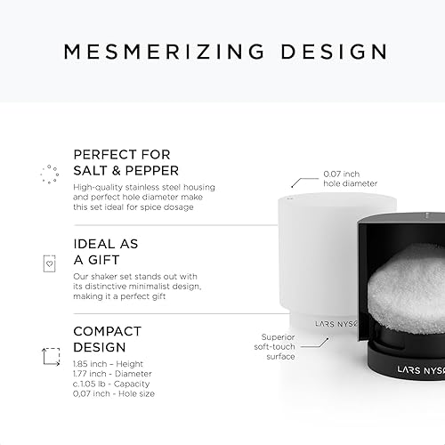 Miniatura 4 de LARS NYSØM Juego de mini saleros y pimenteros  Salero y pimentero de acero inoxidable con diseño minimalista moderno, fácil de rellenar, tamaño