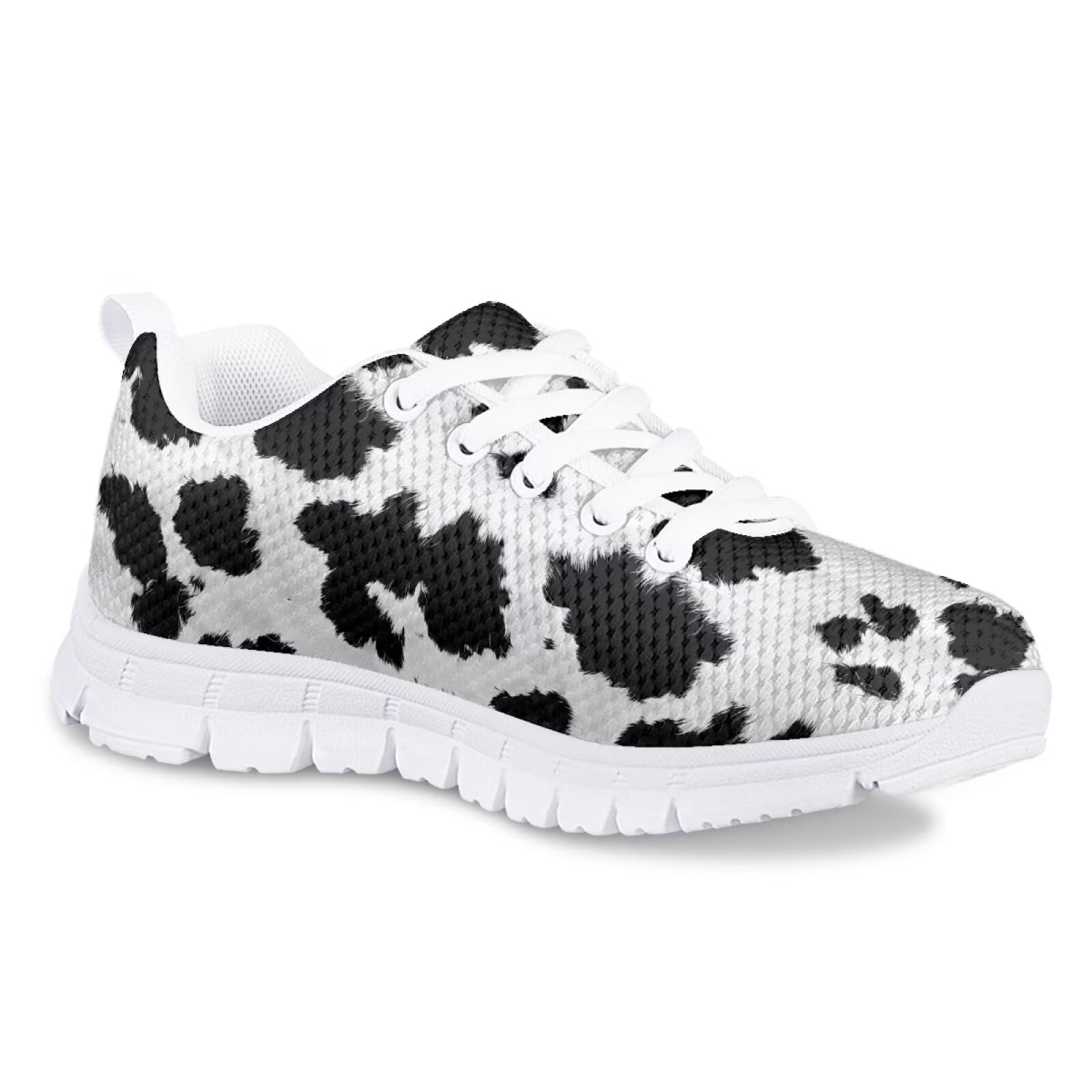 Cow Spots Print Children's Athletic Shoes Non-Slip Cushioned Running Sneakers for Active Kids