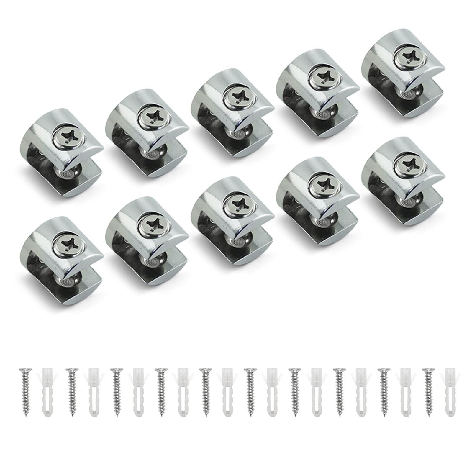 10Pcs Glass Shelf Clamp Bracket Adjustable Zincs Alloys Glass Clamps for Fixing Bathroom Glasses Adjustable Zincs Alloys Clip