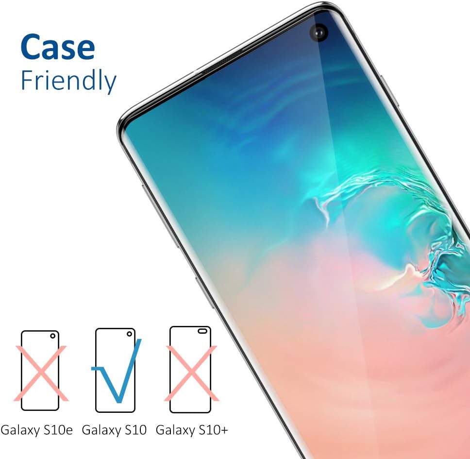 [2 Pack] [Designed for Ultrasonic Fingerprint] TNSO Tempered Glass Screen Protector for Galaxy S10, [Touch Sensitive][Case Friendly] Compatible for Samsung Galaxy S10