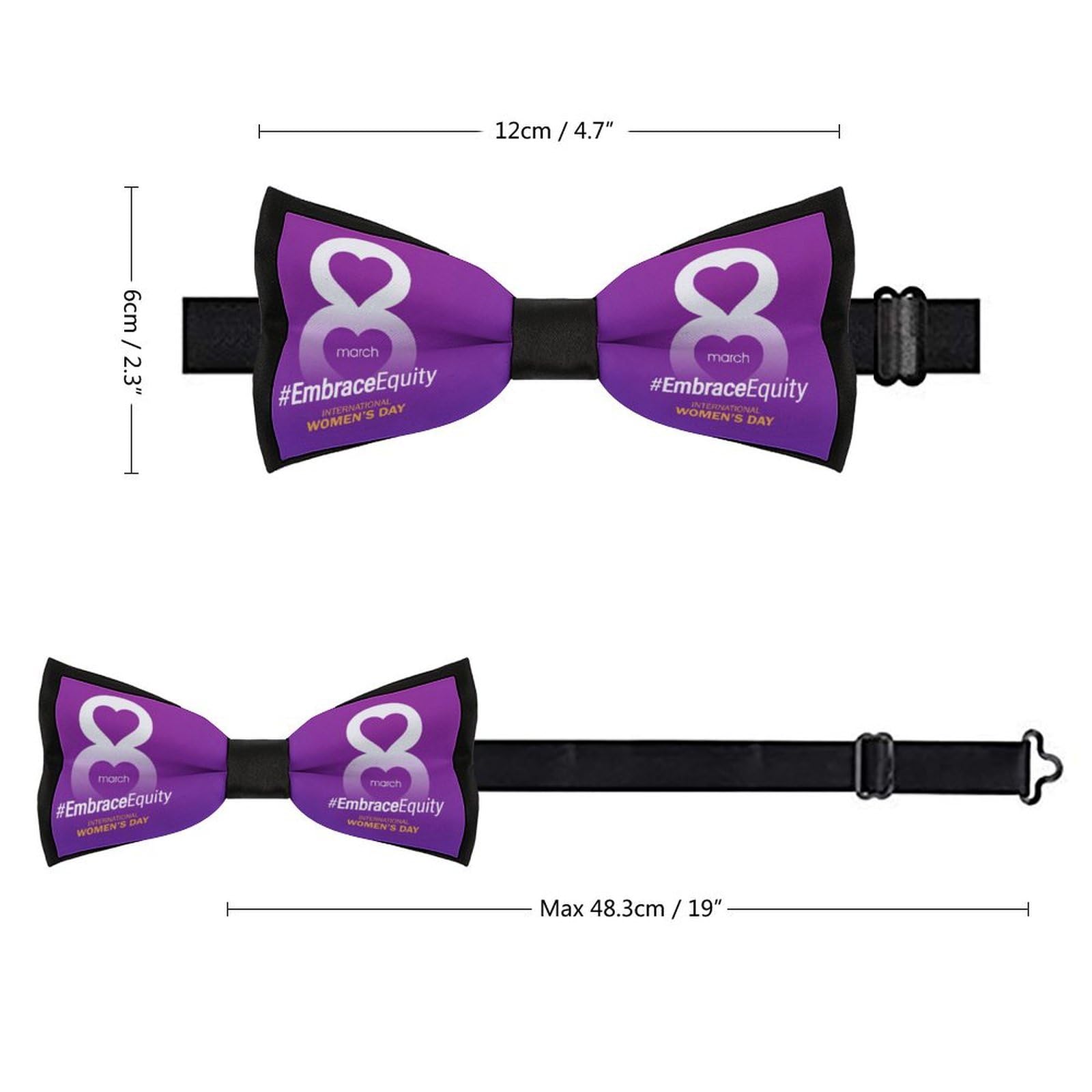 GoasNei International Women's Day 2023 Bow Tie for Men Adjustable Necktie Funny Tie Neck Ties for Weddings Party