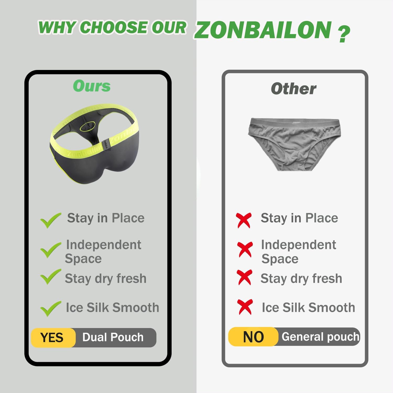 ZONBAILON Men's Briefs Dual Pouch Ice Silk Underwear Open-fly Breathable Sexy Panties - Image 7