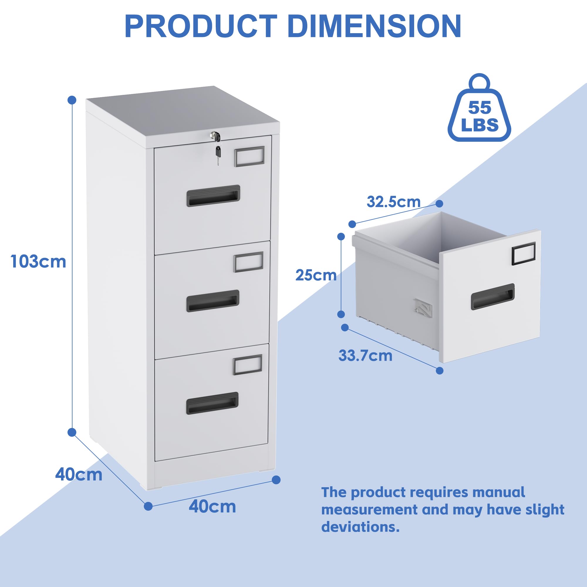 Armadio Da Ufficio Metallico A 4 Fogli Con 3 Cassetti Lockabili - Dettaglio