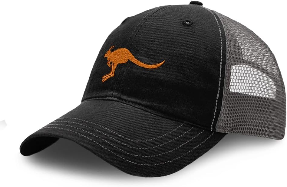 Richardson Soft Mesh Cap Hat Embroidered Animal Wildlife Australia Kangaroo Trucker Hats for Men & Women