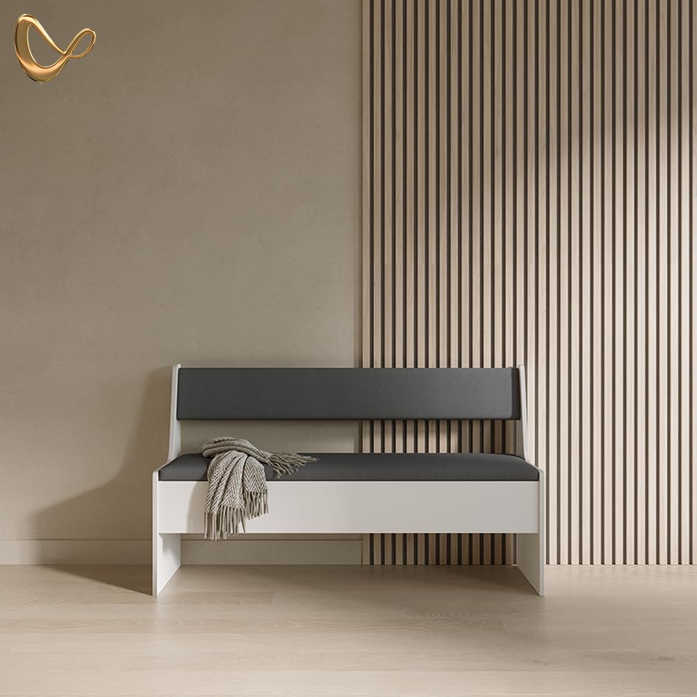 Livinity Panca ad angolo Tiberio, Bianco, 41.5 x 136.6 cm