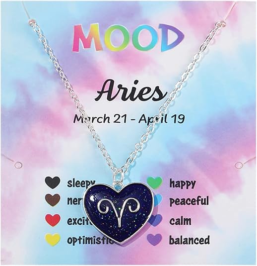 12 Constellation Zodiac Necklace Mood Necklace Temperature Sensing Color Changing Pendant Necklace with Card for Birthday Gift
