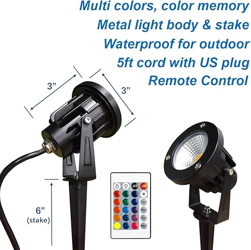 Miniatura 7 de Foco LED de color para paisaje al aire libre, luces remotas impermeables para patio, árbol, casa, Halloween, Navidad, 120 V