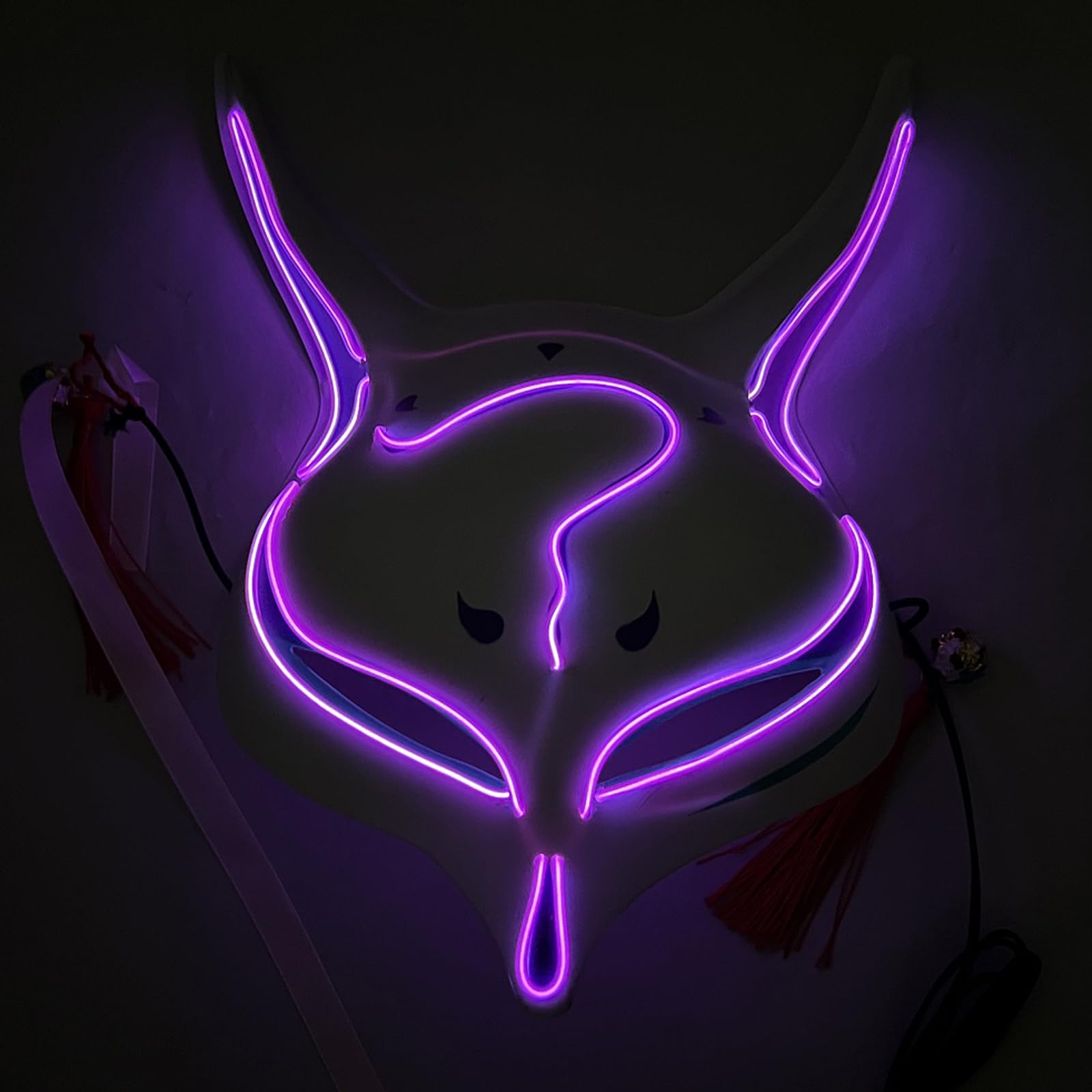 Halloween Fox Purge Mask - LED Light Up Glow Mask for Festival Party Gifts Kids to Adults