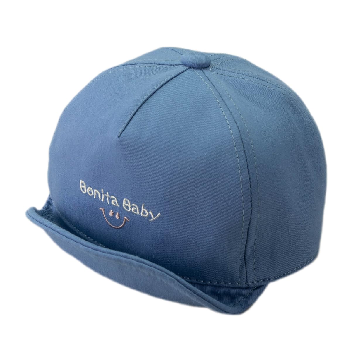iNszkoos Infant Baby Soft Brim Baseball Cap 3-24 Months Newborn Sun Protective Summer Sun Hat Adjustable Smiley Embroidered Toddler Cotton Cap UPF 50+ Blue