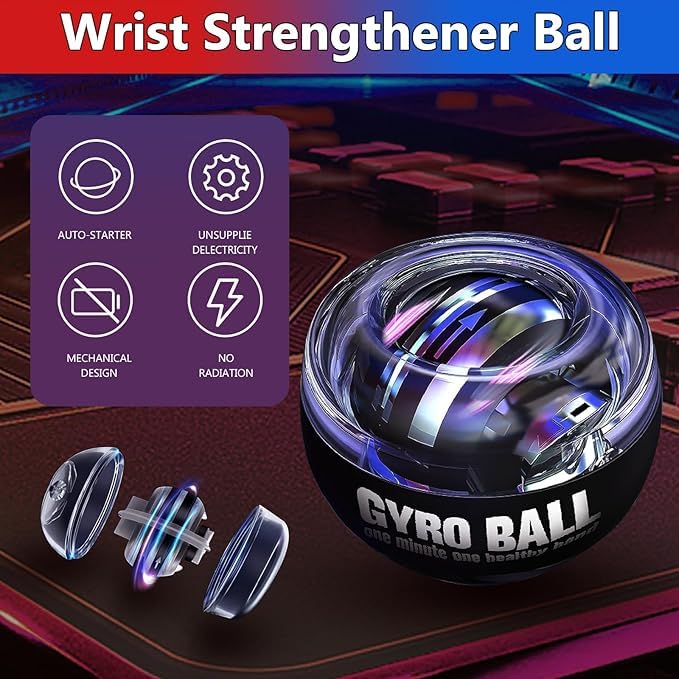 Image of Wrist Trainer Power Gyro Ball, Hand Forearm Strengthener, Colorful Lighting Ball, Arm Strengthener Enhancer Essential Gyroscopic & Exerciser for Stronger Muscle Fingers Bones Workout Exercise klivory