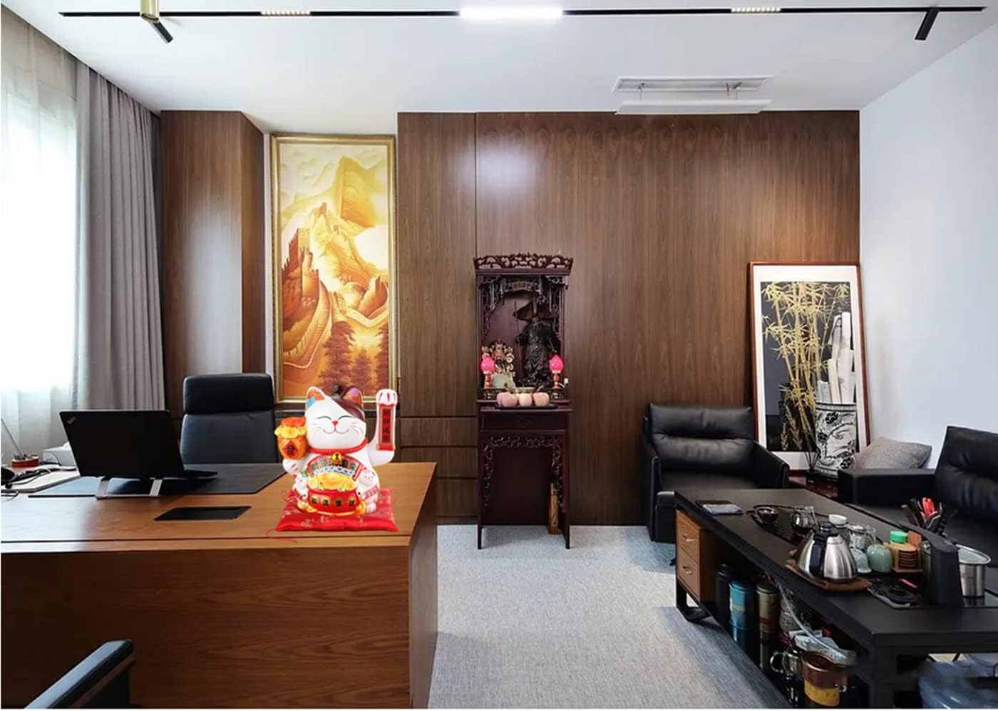 10" White Ceramic Maneki Neko Lucky, Cat with Waving Arm,for Shops, Restaurants, Living Room -Shop Decorations Business Gift Present - Image 4