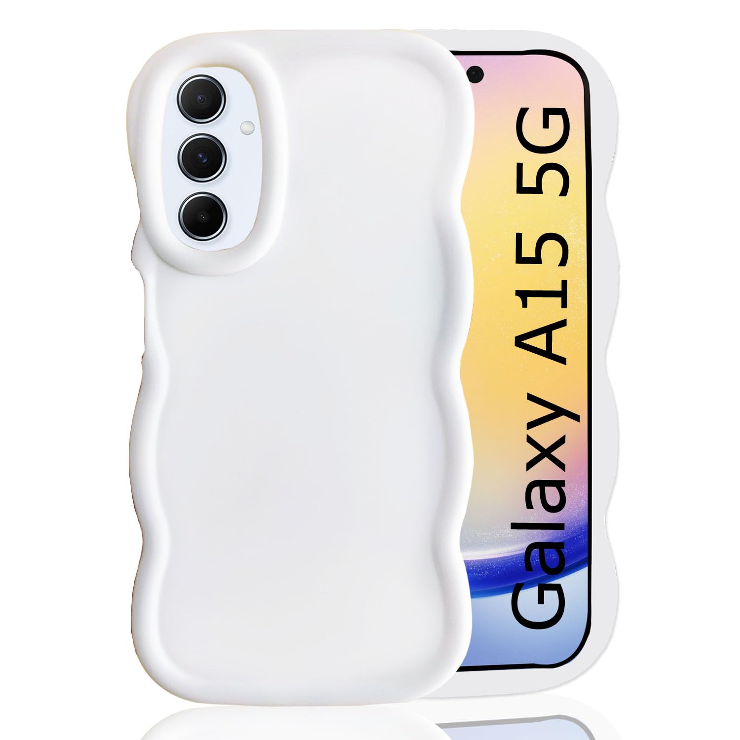 KC Back Cover for Samsung Galaxy A15 5G - Big Wave Shape Shockproof Bumper Soft Silicone Case with Camera Protection (White) (B0D9P5KQCH) Amazon Price History, Amazon Price Tracker