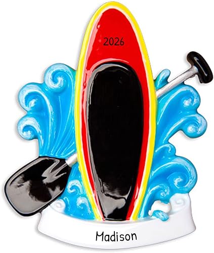 Adorno de Navidad personalizado para la playa, tabla de remo y decoración de barco para árbol, decoración única de Navidad costera 2024