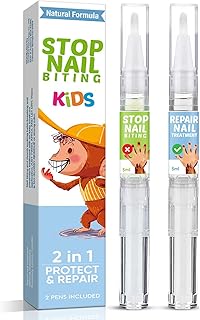 Nail Biting Treatment For Kids, Anti-Nail-Biting Polish, No Biting Nail Polish, Thumb Sucking Stop for Kids, Nail Biting Deterrent, Bitter Taste, Non-Glossy, 2pcs