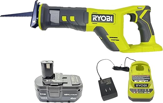 RYOBI ONE+ 18V Cordless Reciprocating Saw Kit with 4.0 Ah Battery and Charger