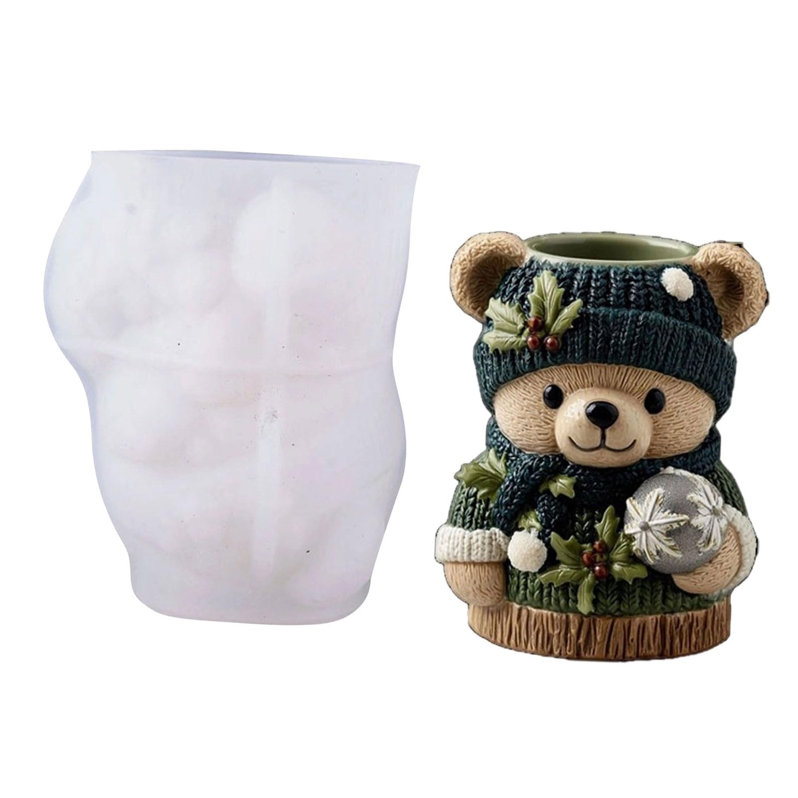 Oxxggkao Bear Planter Silicone Mold Flowerot Concrete Mold Cement Gypsum Molds Diys Flower Vases Epoxy Casting Gift Flower Pots Silicone for Concretes