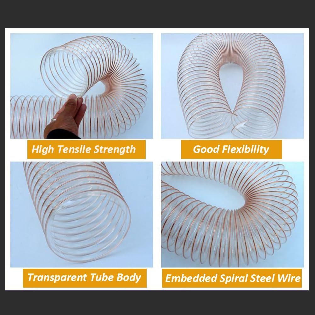 Manguera de vacío flexible de PU, reforzada con alambre de cobre, resistente al desgaste y a las torceduras, manguera de extracción de polvo antiestática for separador de polvo(2m*D-100MM/4")