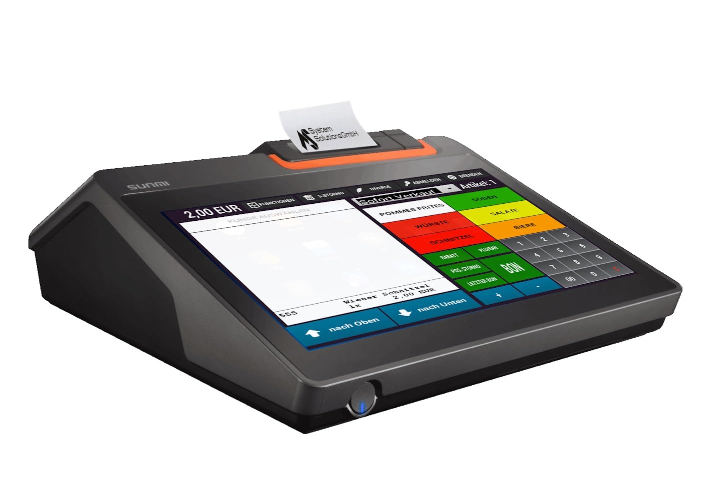 MINI Kassensystem OHNE ABO für Gastronomie – 10" All-in-One POS Kasse mit Touchscreen & Bondrucker – ohne monatliche Gebühren – TSE-konform – ideal für Café, Bar & Imbiss