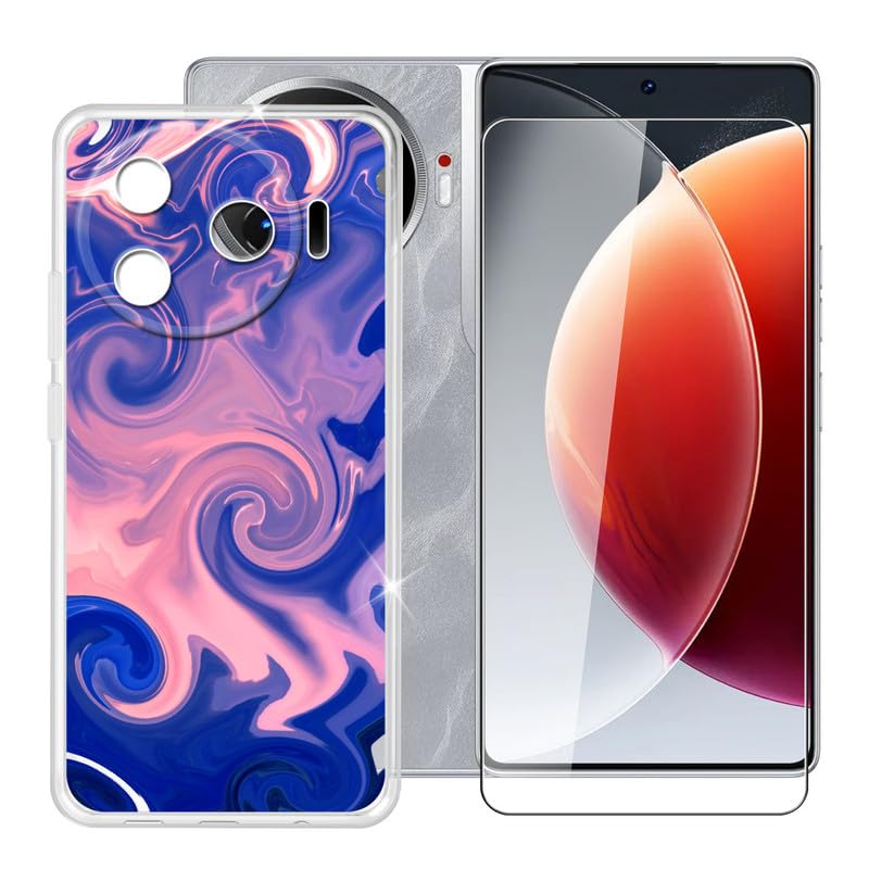 For Tecno Camon 30 Pro 5G (6.78 inches) Mobile Phone Case + Tempered Glass, Case Non-Slip Shockproof Drop-Proof Protective Case Soft Silicone Case - Curved Light Rays