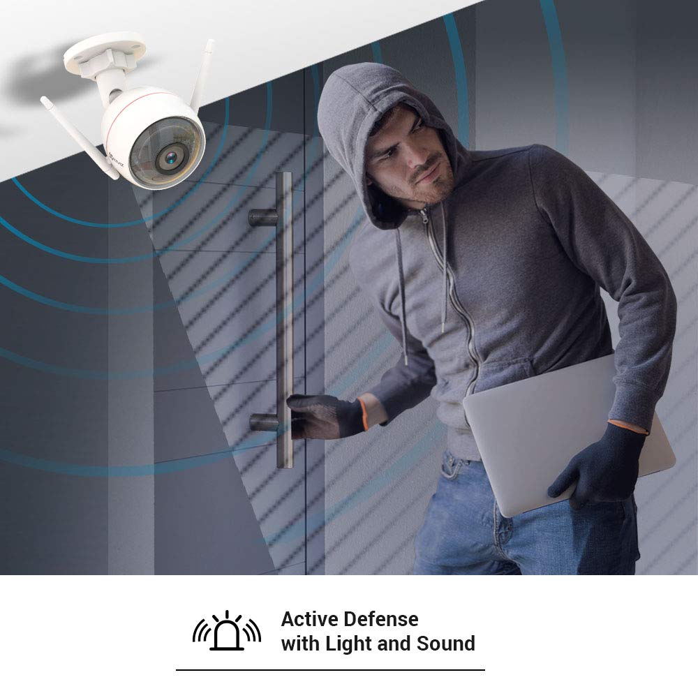 EZVIZ C3W 1080p Vision Nocturne en Couleur Caméra Surveillance Wifi Extérieur, Caméra Sécurité avec Alarme Sirène et Flash, IP67, Alexa Compatible, Détection de Mouvement, Audio Bidirectionnel, H.265