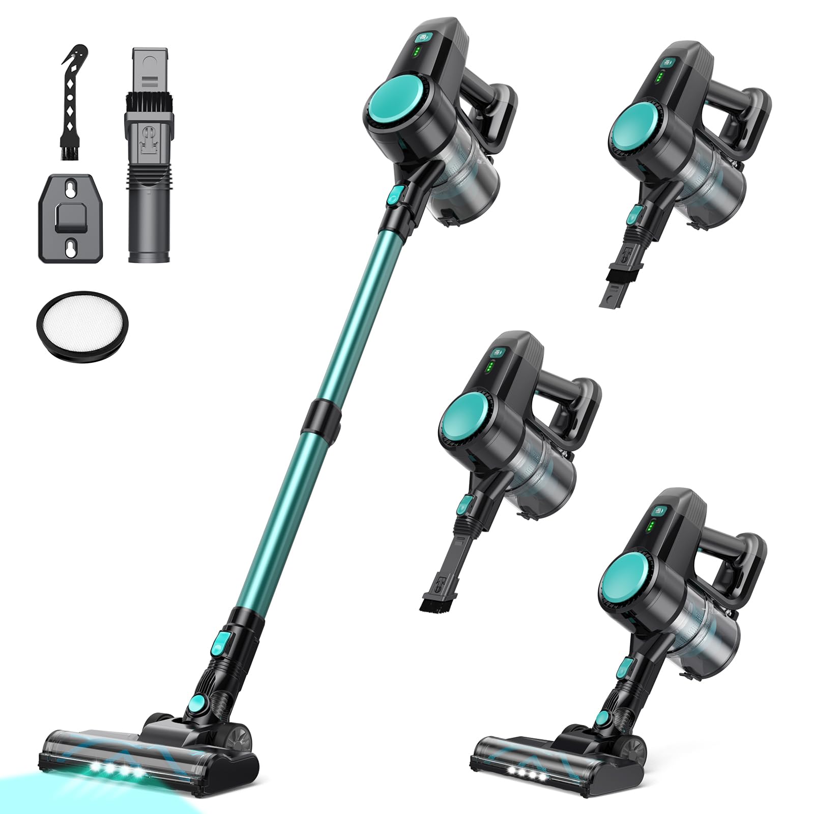 Blozor N3T Cordless Vacuum Cleaner,Wireless Stick Vacuum with 40 mins Runtime,Self-Standing,Anti-Tangle Brush,Rechargeable Lightweight Vacuum Cleaner for Home,Mint