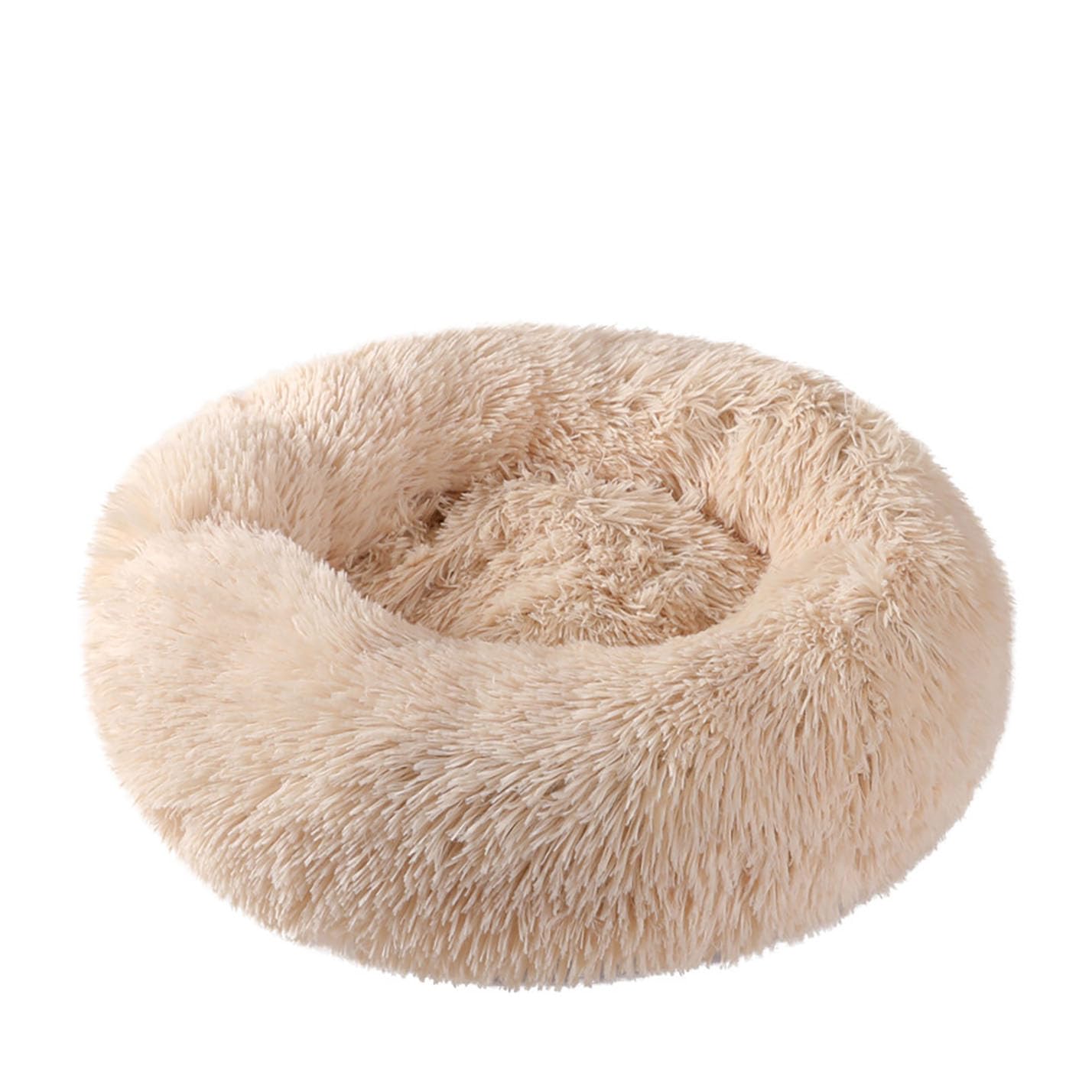 سرير قطيفة للكلاب والقطط من هوكور، سرير دائري 60 سم، وسادة حيوانات أليفة طويلة من الفرو الصناعي مع قاعدة مضادة للانزلاق للكلاب الصغيرة والمتوسطة والقطط، بساط نوم مريح لبيت الكلب (رمادي)