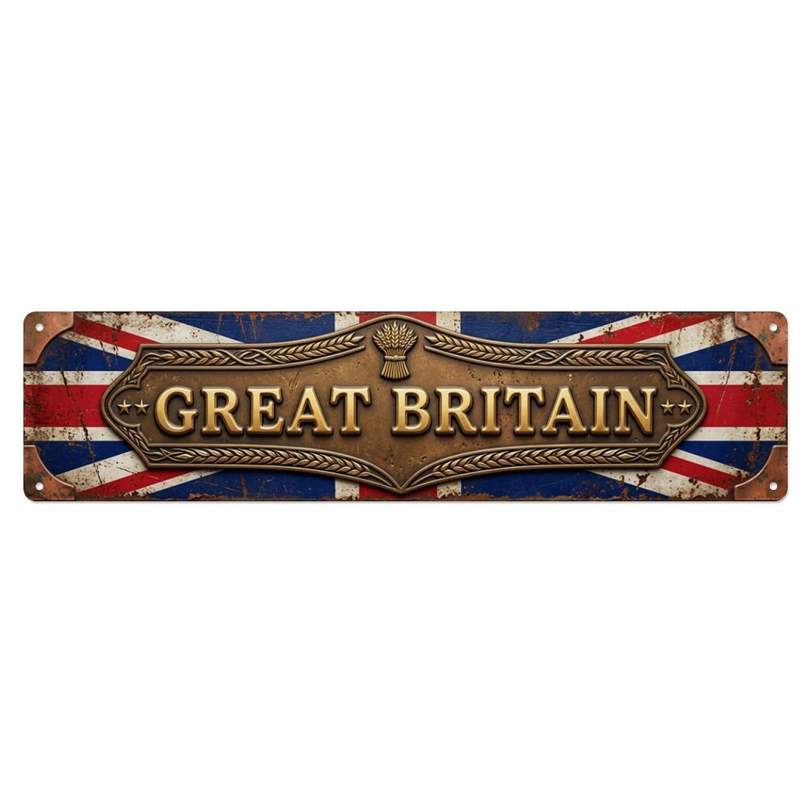 Britain Flag Tavern Souvenir Metal Tin Skinny Sign Plaque Wall Decor for Cafe, Club Bar, Office, Home Garden Metal Poster 4x16Inch