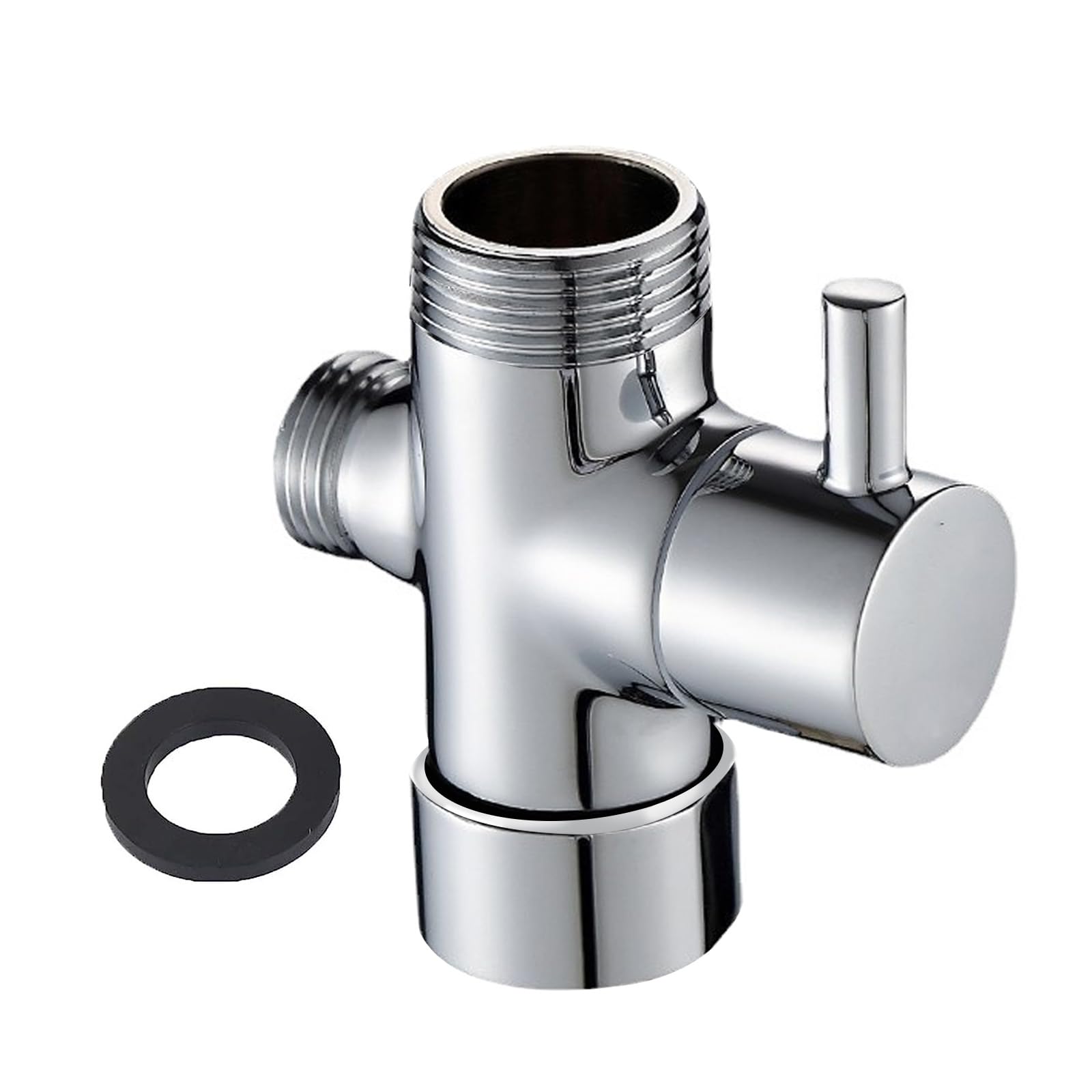 3 Way Bathtub Shower Head Diverter Valve with Chrome Finish Solid G3/4 Inlet G1/2 -G3/4 Outlet Brass Dual Shower Head Adapter for Handheld and Fixed Spray Head-Shower Head Replacement Parts(B)