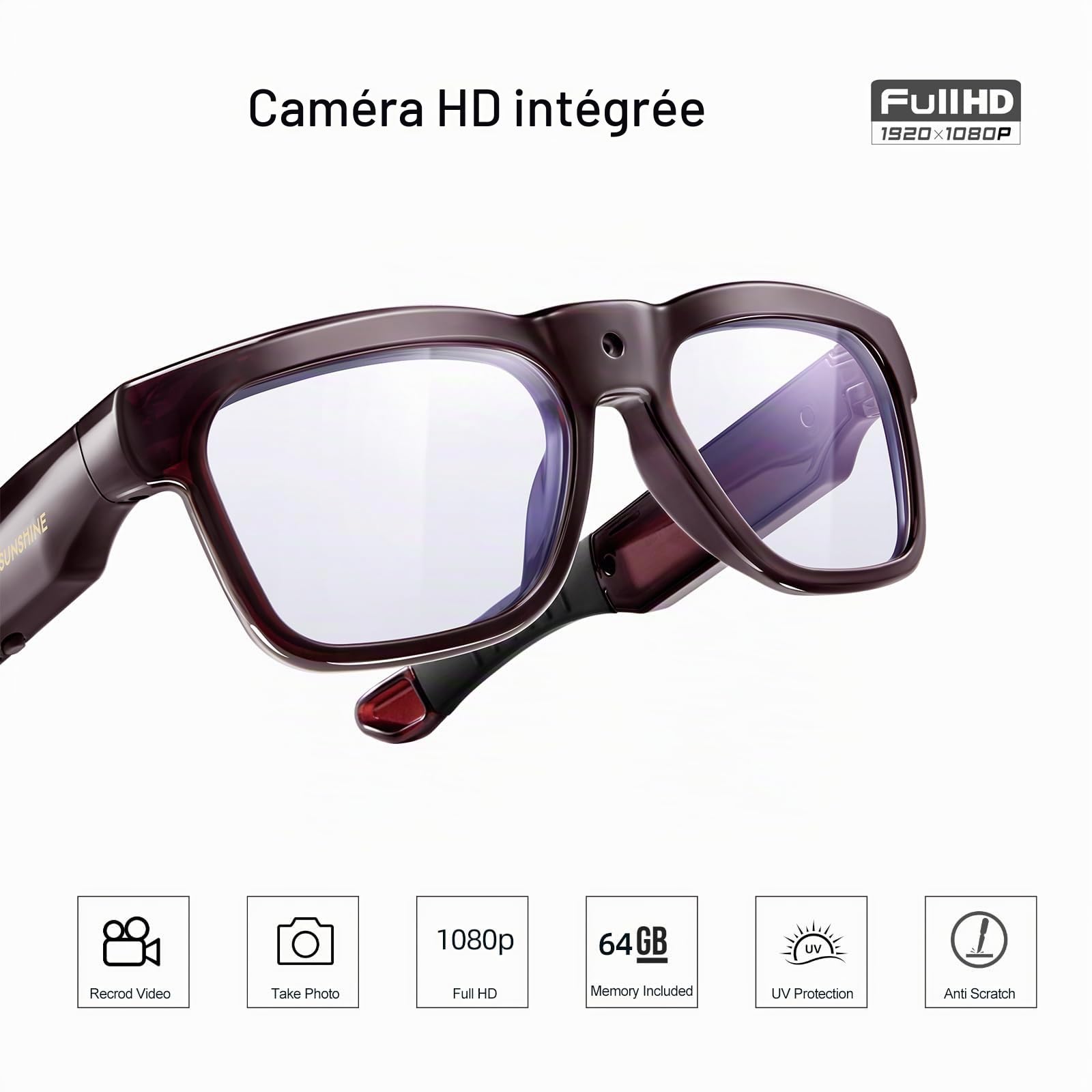 OHO WiFi Smart Glasses with 1080P Camera, Real-Time Live Streaming, UV Protection, Sweat-Resistant, Unisex for Daily & Outdoor Use
