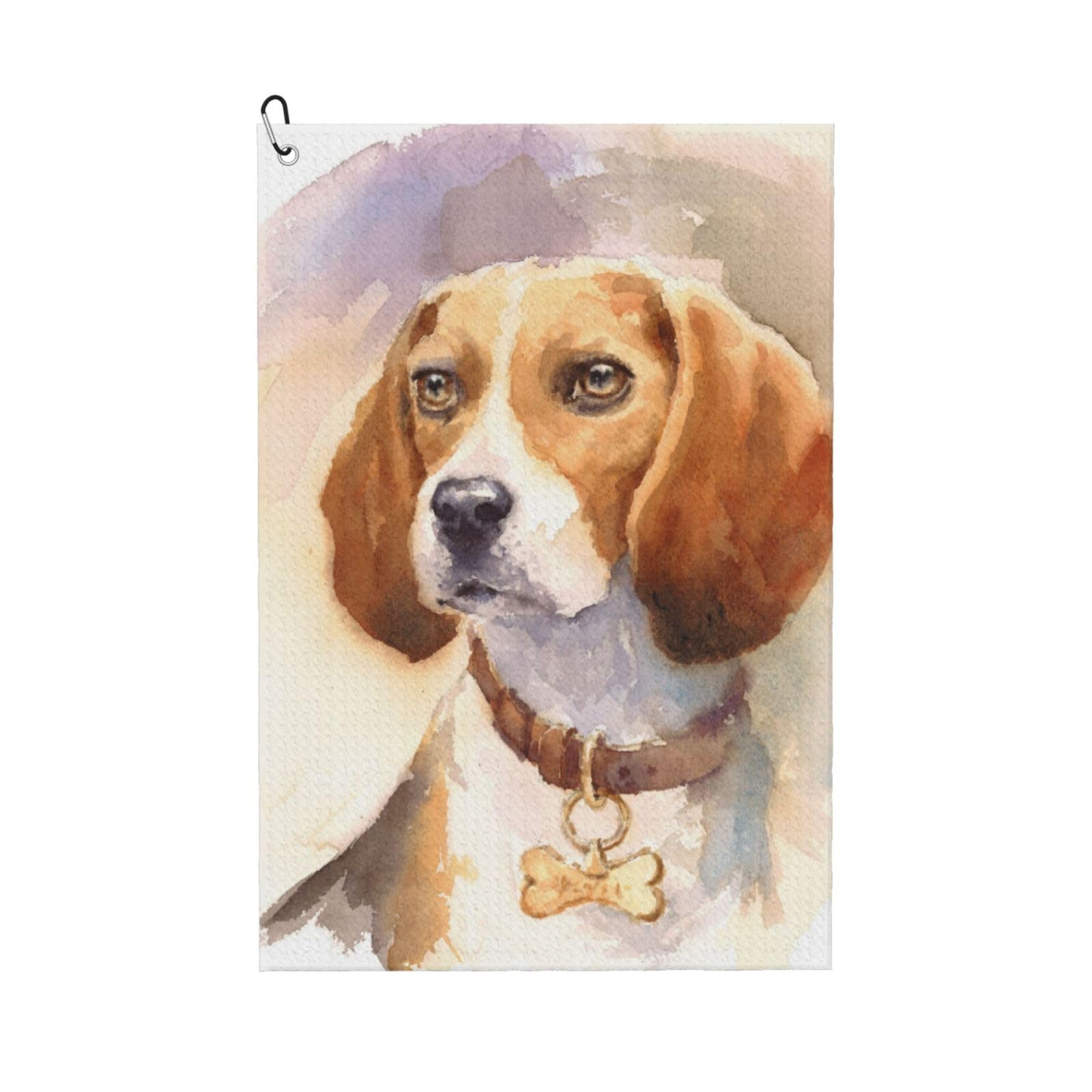 Hnnkloy Watercolor Beagle Head, 16x24 in Portable Waffle Golf Towels with Carabiner Clip for Golf Bag