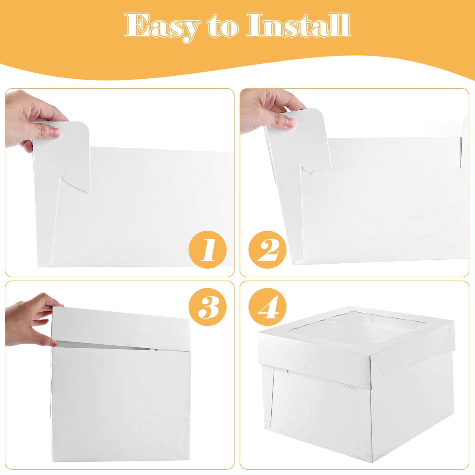20 cajas de cartón para tartas, color blanco, 25 x 25 x 20 cm, caja para tartas, caja de transporte para tartas, caja de transporte, para tartas, cajas de cartón para tartas, pasteles