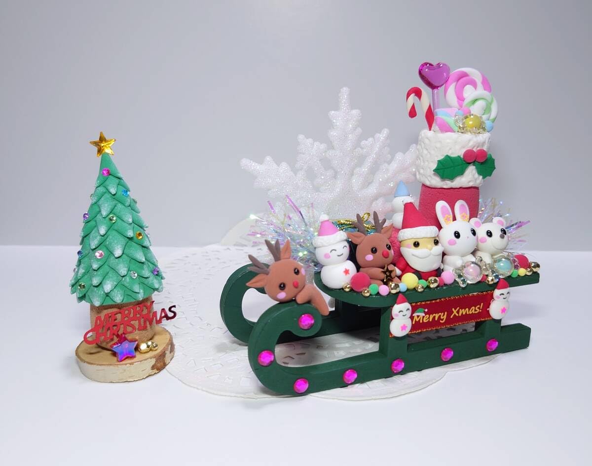 Amazon | 樹脂粘土サンタトナカイうさぎ白くま雪だるまクリスマスソリ