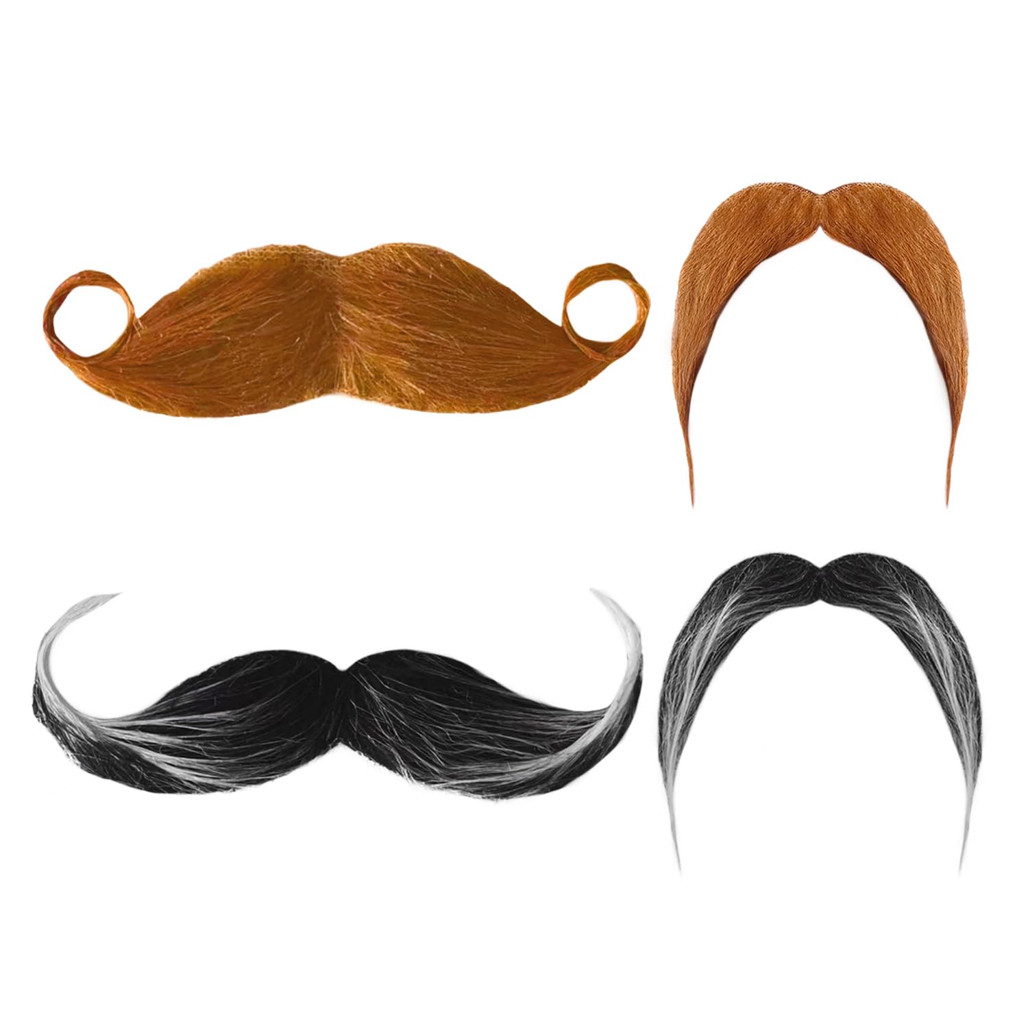Plldvefd Black 4 Pieces Of Fake Beard, Creative Simulated Beard, Role-Playing Props, Party Dressing Supplies, Funny Fake Beard.