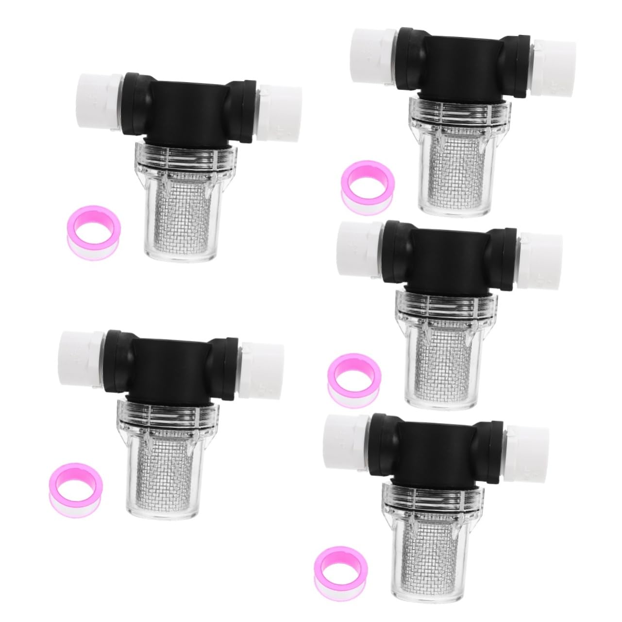 iplusmile 5 Piezas filtro de agua ablandador de agua para agua dura filtro de jardinería reemplazo del filtro PVC，304 Black
