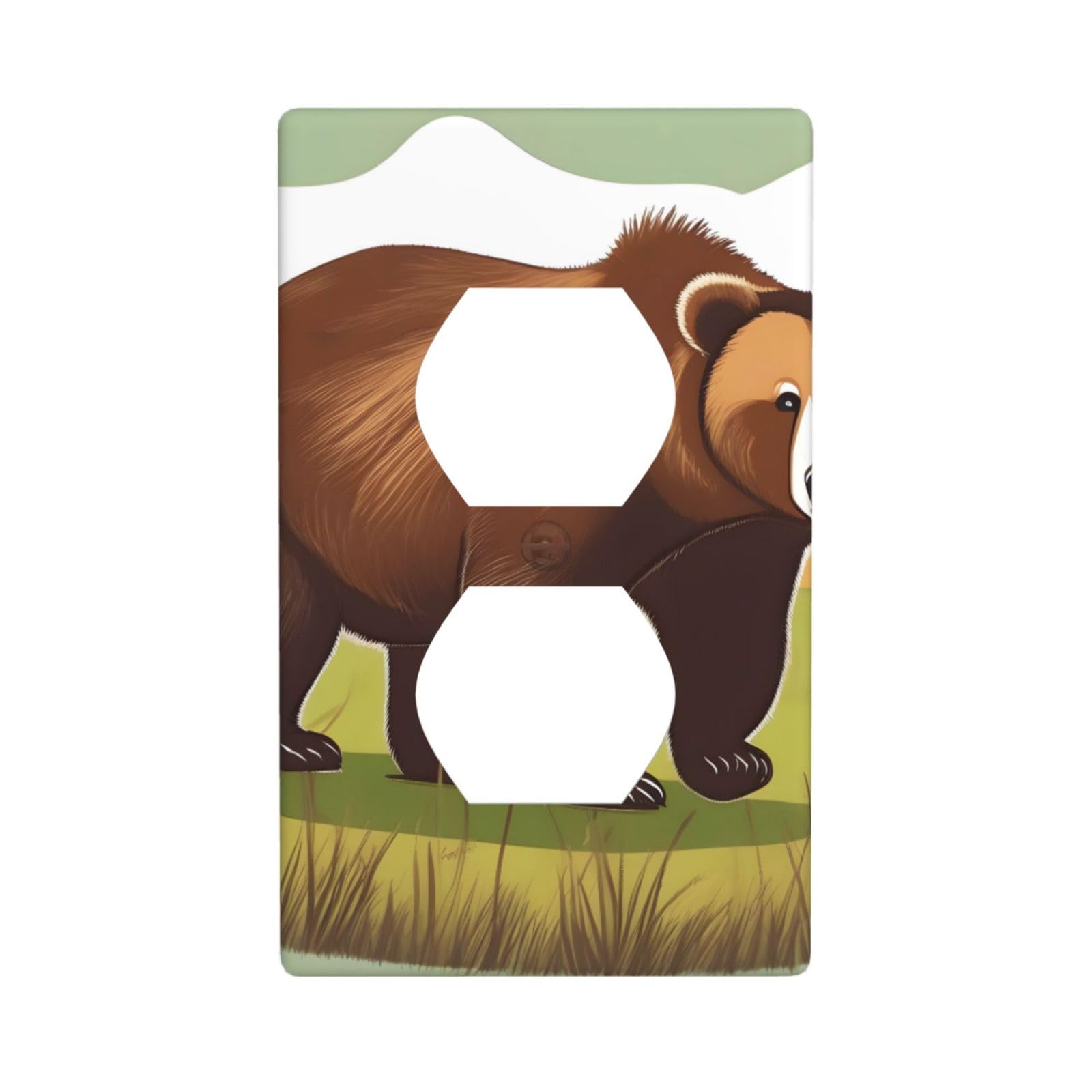 Brown Bear Walking Decorative Switch Plate Cover-Unbreakable Polycarbonate Wall Plate for Home Office, 1 Gang with Screws