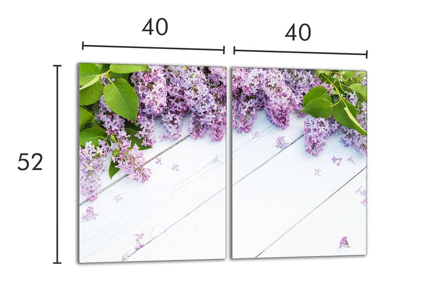 Tabla de cortar decorativa de cristal templado y cubre vitro, Placa protectora de vitrocerámica 40 x 52 cm 2 piezas, para inducción, protección contra salpicaduras, decoración, LILA