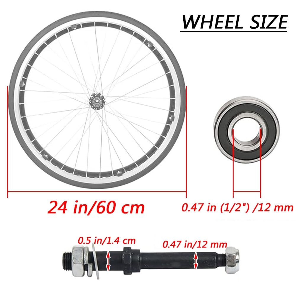 2 Szt. Wymiana Koła do Wózka Inwalidzkiego, 24x1 3/8 Solidna Opona Koła, Odporny na Przebicie Zestaw Kółek do Wózka Inwalidzkiego(Gray)