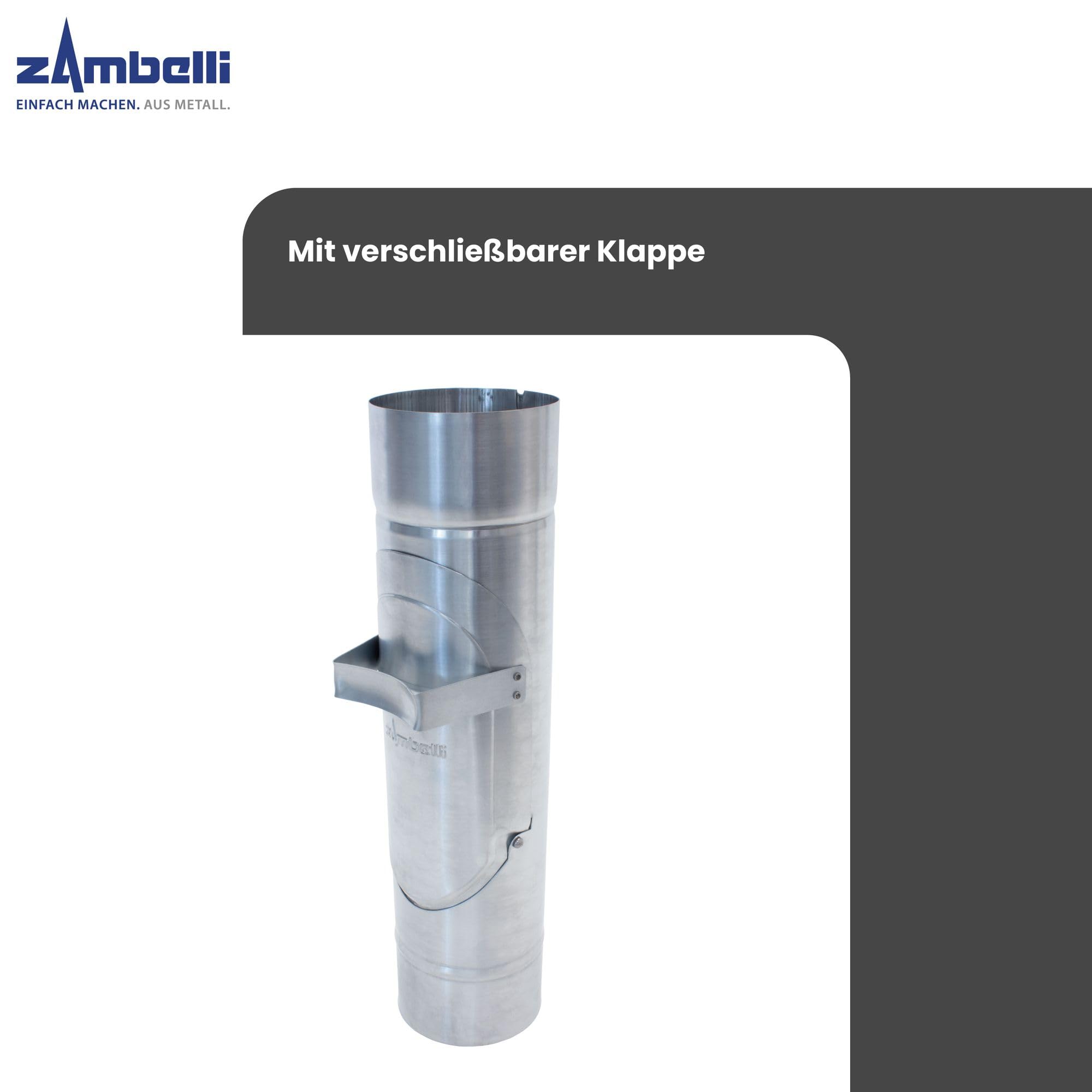 ZAMBELLI Regenrohrklappe 120mm Silber