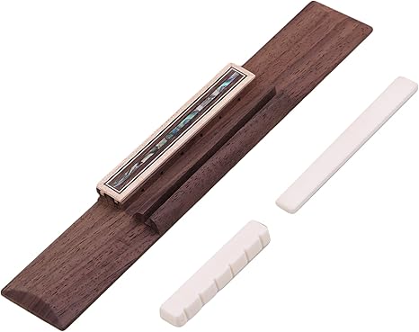 Rosewood Classical Guitar Bridge with Bone Saddle Nut Acoustic Guitar Replacement Part Set Abalone Shell 6 String